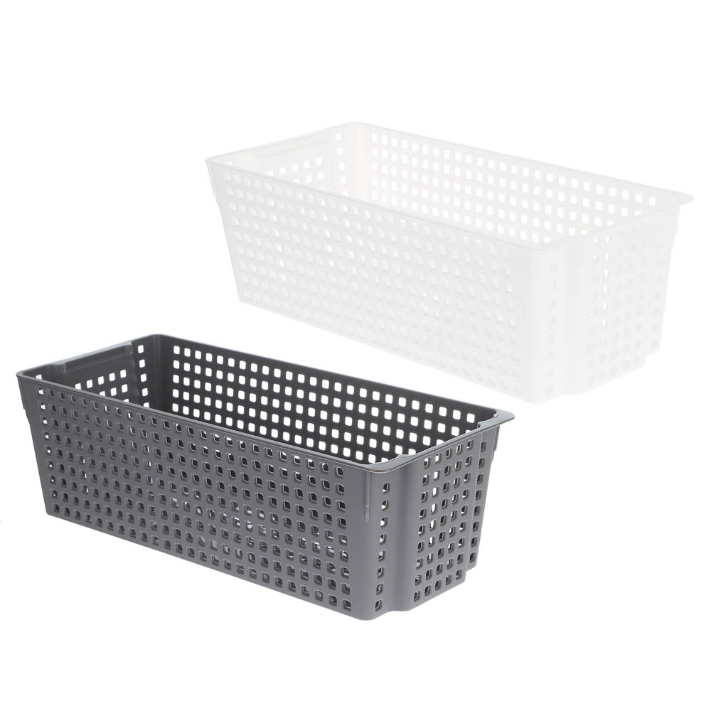 Корзинка Лофт прямоугольная 3л 297х130х96 мм белый, серый, арт.№ 457-852