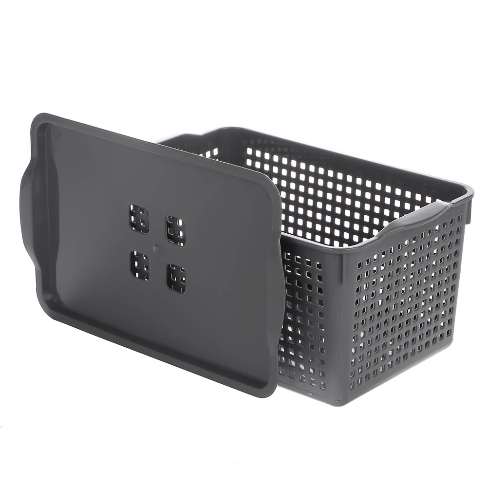 Корзинка Лофт 5,3л 295х185х145мм с крышкой белый, серый, арт.№ 457-853