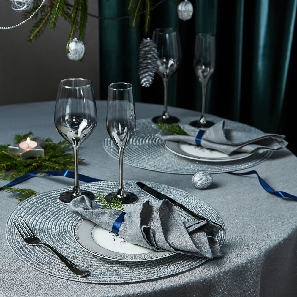 PROVANCE Сильвер Салфетка текстильная с водоотталк.пропиткой 2шт, 40x40см, 85% полиэстер 15% люрекс, арт.№ 492-120