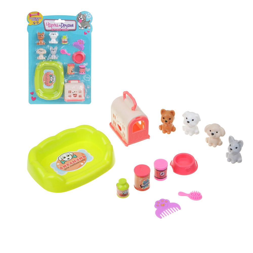 ИГРОЛЕНД Набор аксессуаров для питомцев "Счастливая семья", пластик PP, 19х27х5см, 3 дизайна, арт.№ 294-164