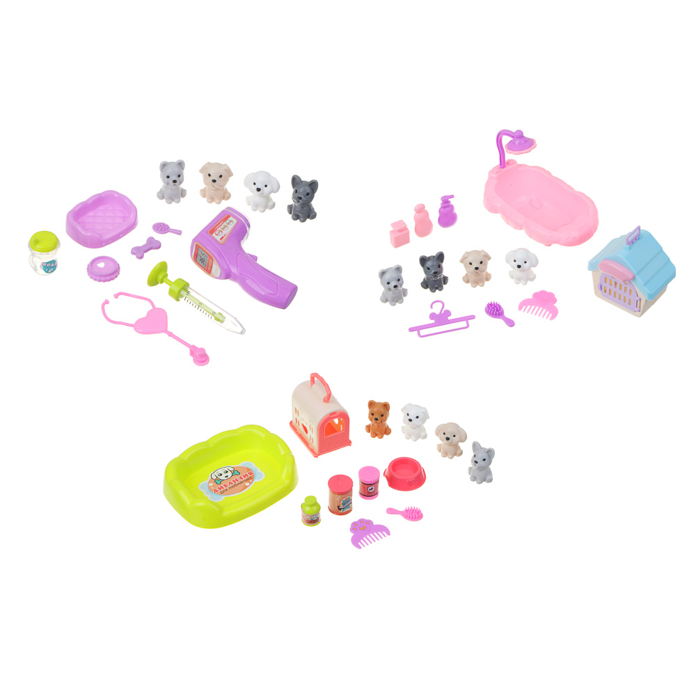 ИГРОЛЕНД Набор аксессуаров для питомцев "Счастливая семья", пластик PP, 19х27х5см, 3 дизайна, арт.№ 294-164