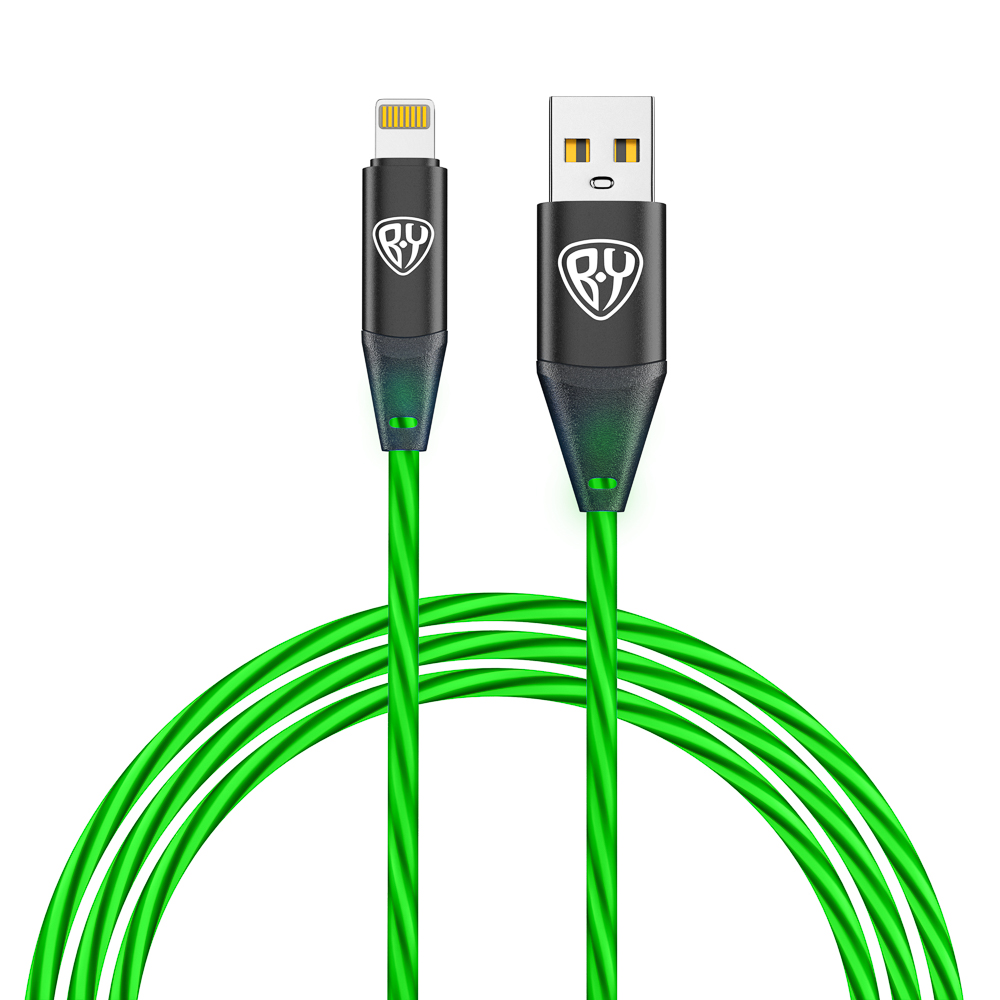 BY Кабель для зарядки Светящийся iP, 1м, 2.4А, Быстрая зарядка, подсв. зеленая, Герои, БАБА ЯГА, арт.№ 931-473