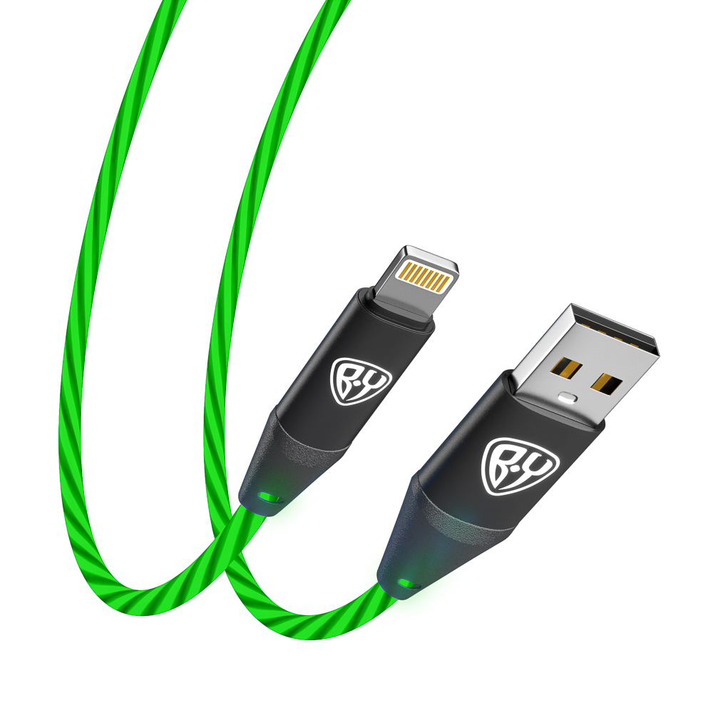BY Кабель для зарядки Светящийся iP, 1м, 2.4А, Быстрая зарядка, подсв. зеленая, Герои, БАБА ЯГА, арт.№ 931-473
