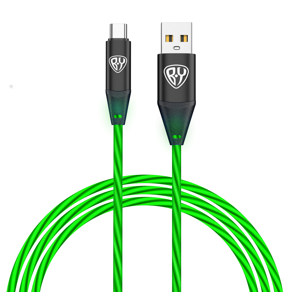 BY Кабель для зарядки Светящийся Type-C, 1м, 2.4А, Быстрая зарядка, подсв. зеленая, Герои, БАБА ЯГА, арт.№ 931-474