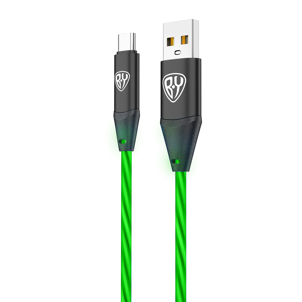 BY Кабель для зарядки Светящийся Type-C, 1м, 2.4А, Быстрая зарядка, подсв. зеленая, Герои, БАБА ЯГА, арт.№ 931-474