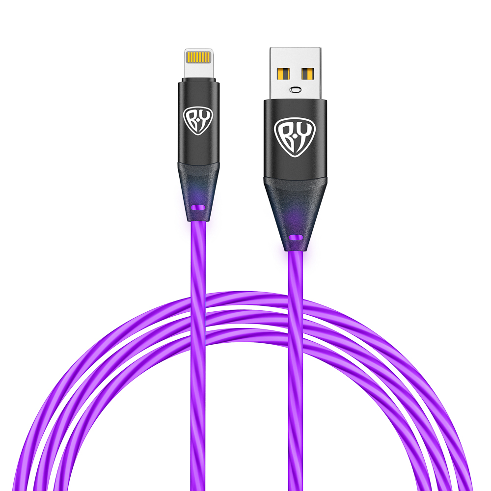 BY Кабель для зарядки Светящийся iP, 1м, 2.4А, Быстрая зарядка, подсв. фиолетовая, Герои, ВАСИЛИСА, арт.№ 931-475