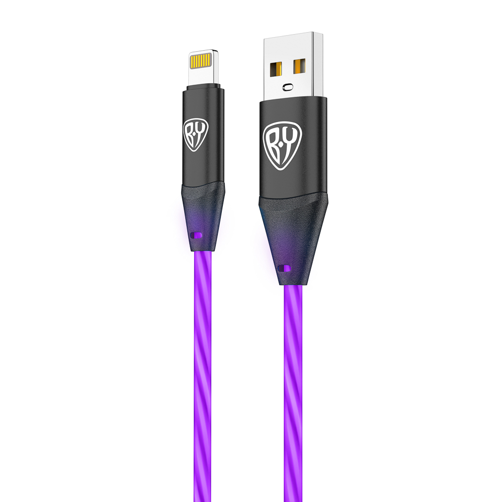 BY Кабель для зарядки Светящийся iP, 1м, 2.4А, Быстрая зарядка, подсв. фиолетовая, Герои, ВАСИЛИСА, арт.№ 931-475