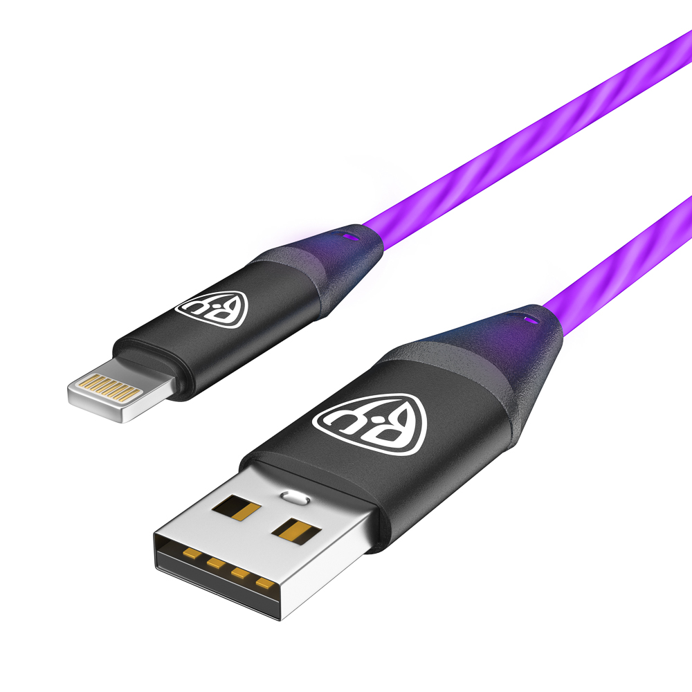 BY Кабель для зарядки Светящийся iP, 1м, 2.4А, Быстрая зарядка, подсв. фиолетовая, Герои, ВАСИЛИСА, арт.№ 931-475