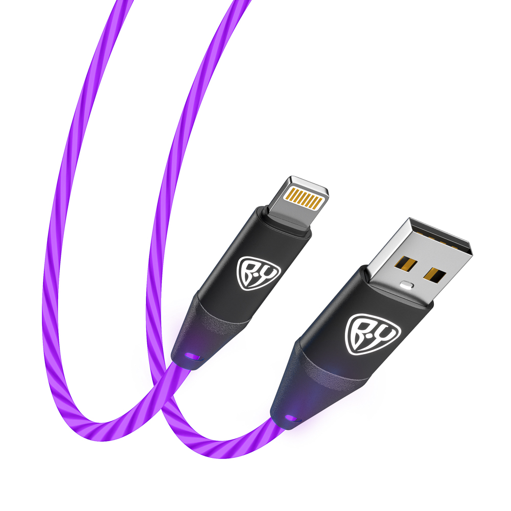BY Кабель для зарядки Светящийся iP, 1м, 2.4А, Быстрая зарядка, подсв. фиолетовая, Герои, ВАСИЛИСА, арт.№ 931-475