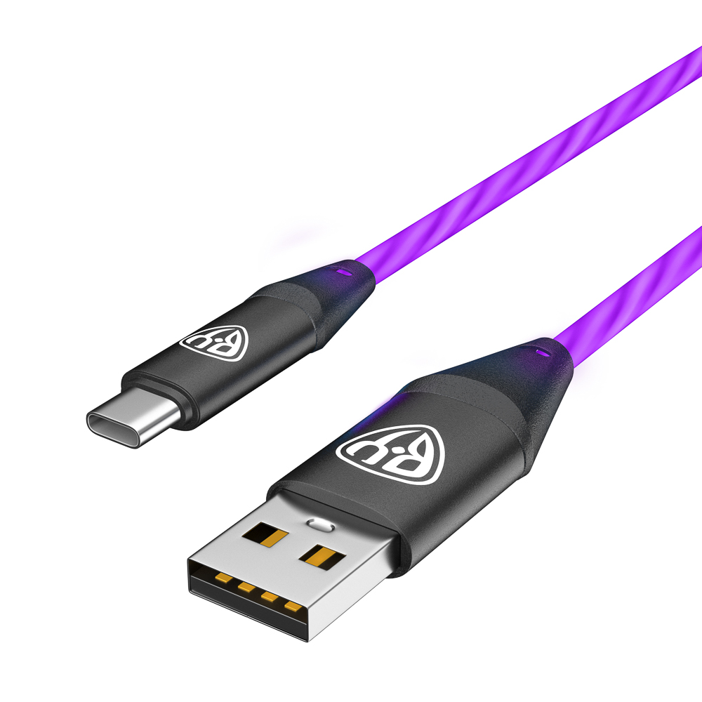 BY Кабель для зарядки Светящийся Type-C, 1м, 2.4А, Быстрая зарядка, подсв. фиолет., Герои, ВАСИЛИСА, арт.№ 931-476