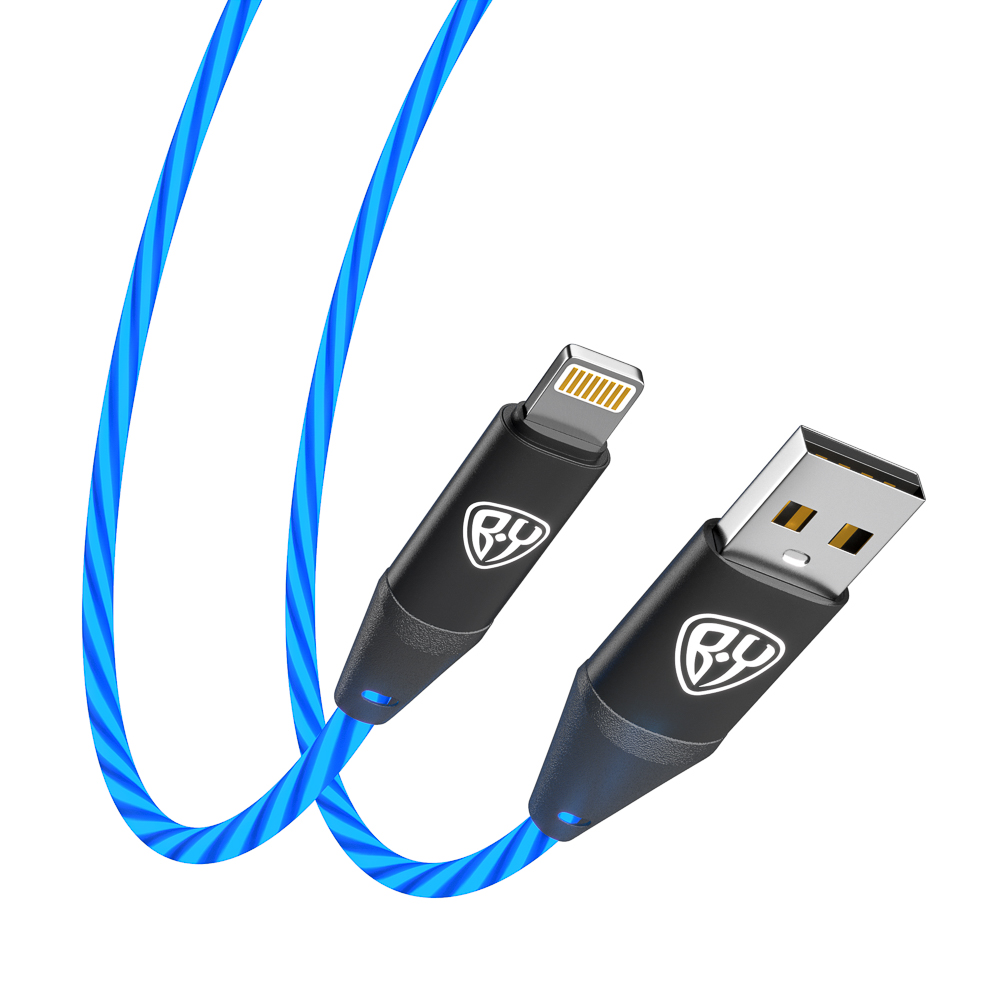 BY Кабель для зарядки Светящийся iP, 1м, 2.4А, Быстрая зарядка, подсв. голубая, Герои, КОЩЕЙ, арт.№ 931-477