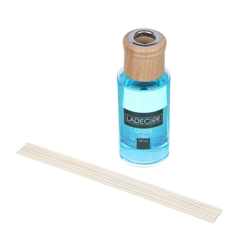 LADECOR Аромадиффузор с палочками 100мл, 6 ароматов дерево, апельсин,лемонграсс,лен,белый чай,манго, арт.№ 412-011