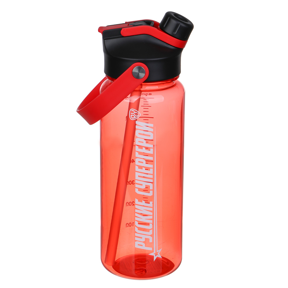 BY Русские Супергерои Бутылка для воды, 24х8см, 850мл, красный, PC, PP, арт.№ 088-118