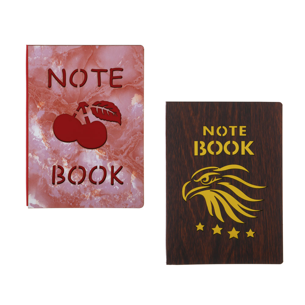 Записная книжка 80л, тверд.обл.из МДФ, вырубка, клетка, 21х14,6см, 2 дизайна, арт.№ 574-023