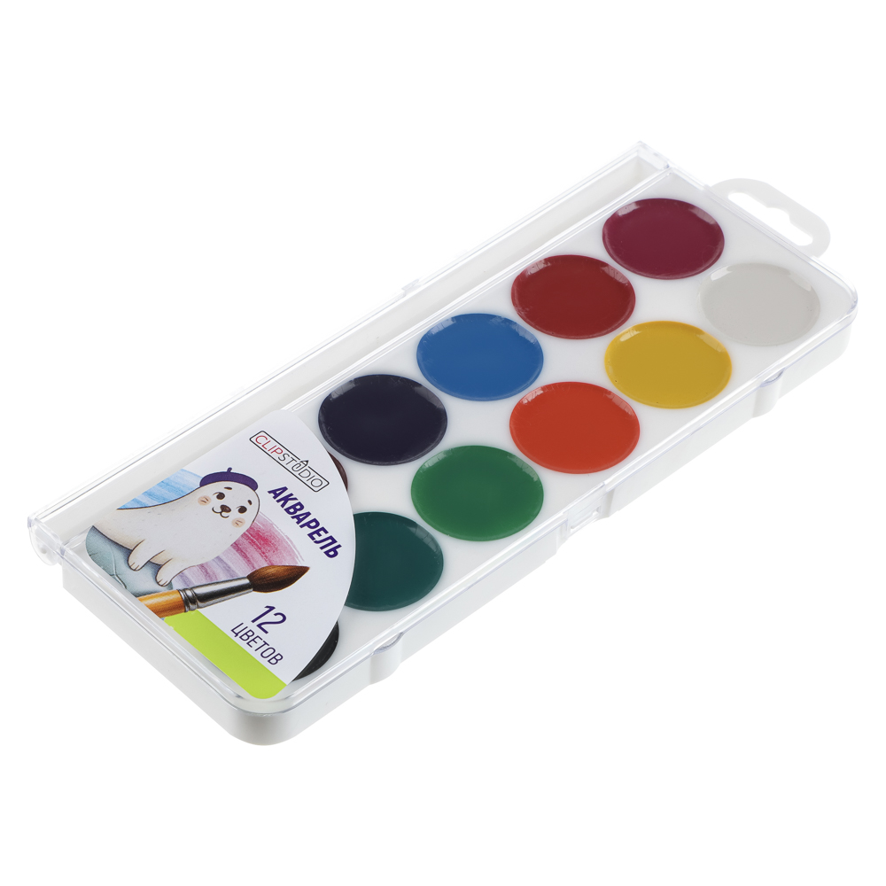 Акварель 12цв. ClipStudio без кисти, в пласт. уп., арт.№ 231-108