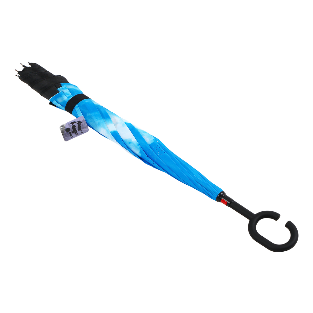 Зонт реверсивный (обратное сложение), сплав, пластик, полиэстер, 58 см, 8 спиц, 3 дизайна, арт.№ 302-351