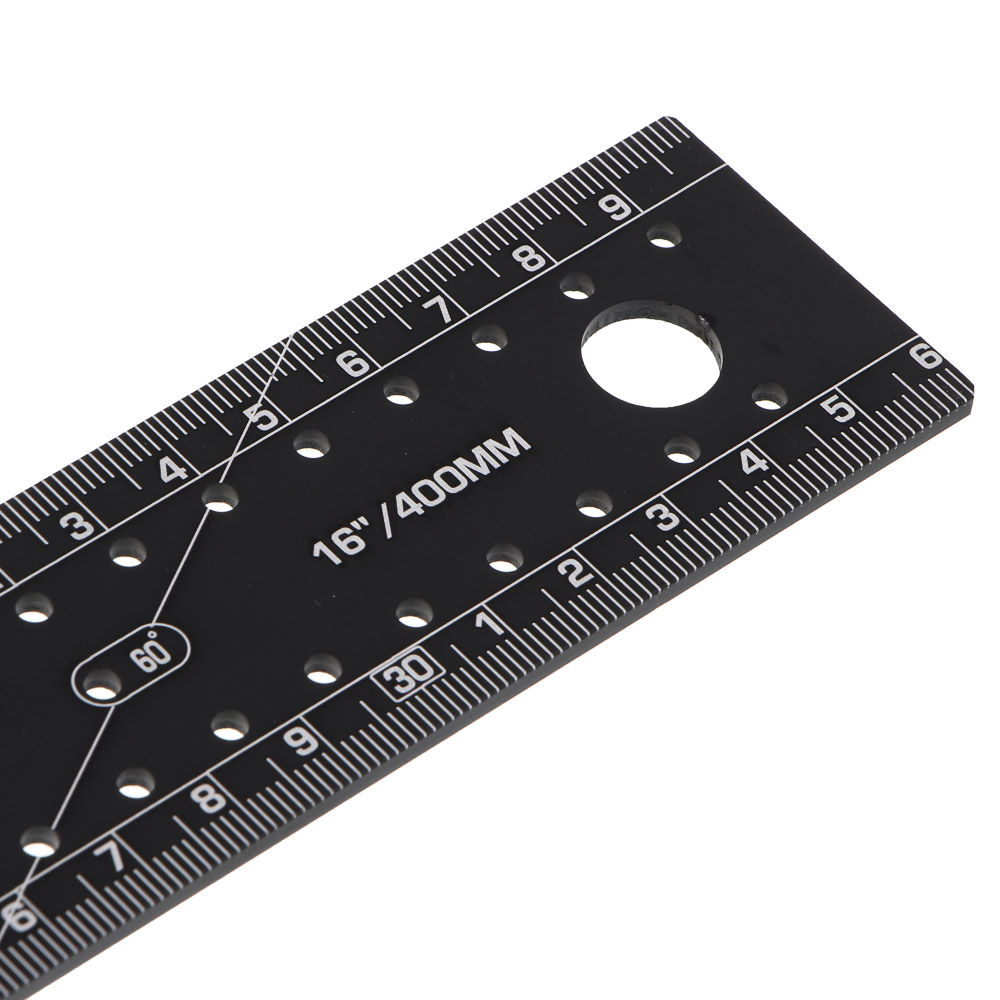 Угольник разметочный 40см тм ЕРМАК, с отверстиями для разметки(интервал 5мм) и пузырьковым уровнем, арт.№ 665-229