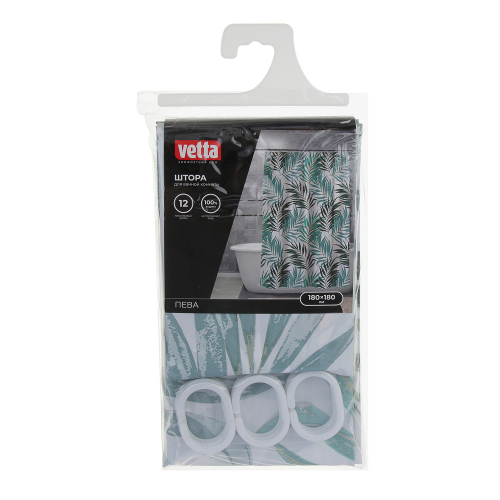 VETTA Шторка для ванной, ПЕВА, 60 г/м2, 180x180см, 4 диз., арт.№ 461-047