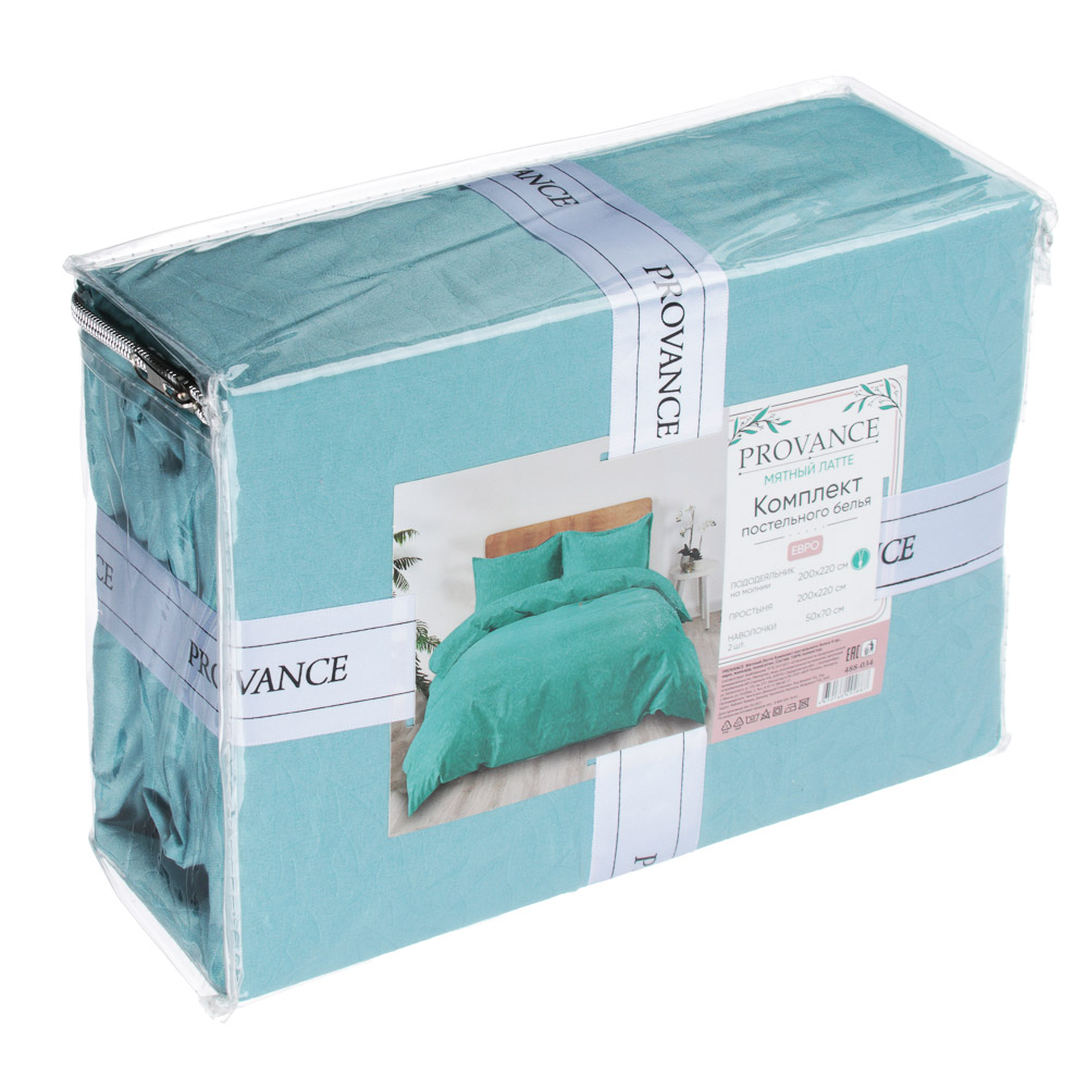 PROVANCE Мятный Латте Комплект постельного белья 4пр евро, жаккард, полисатин, 85гр/м, ПЭ, 3 цвета, арт.№ 488-034