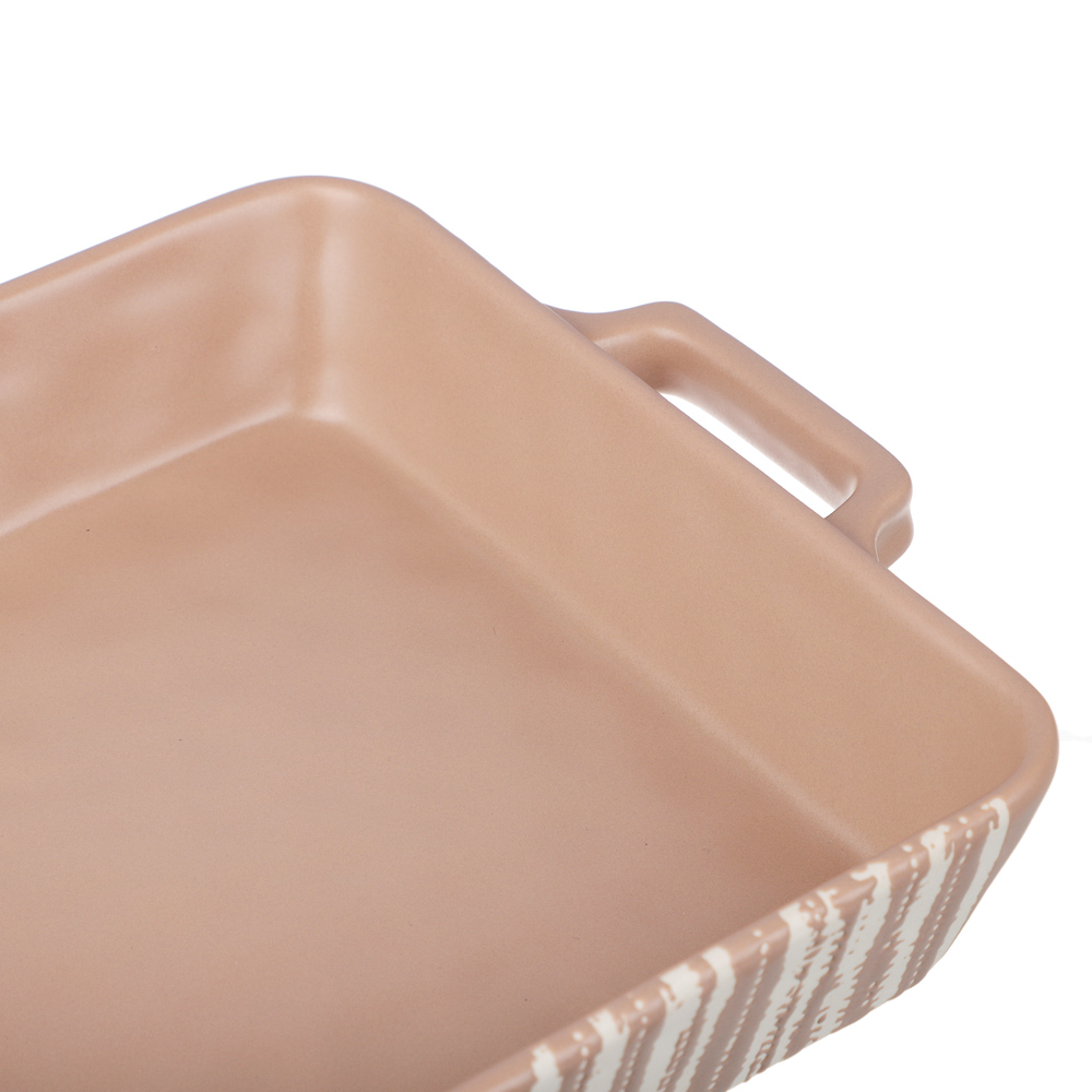 MILLIMI Форма для запекания и сервировки квадратная с ручками, керамика, 26х21х5 см, объем 1,2 л, бежевая, арт.№ 826-384