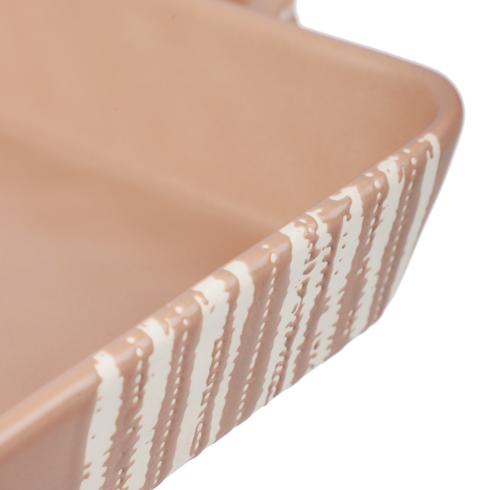 MILLIMI Форма для запекания и сервировки квадратная с ручками, керамика, 26х21х5 см, объем 1,2 л, бежевая, арт.№ 826-384