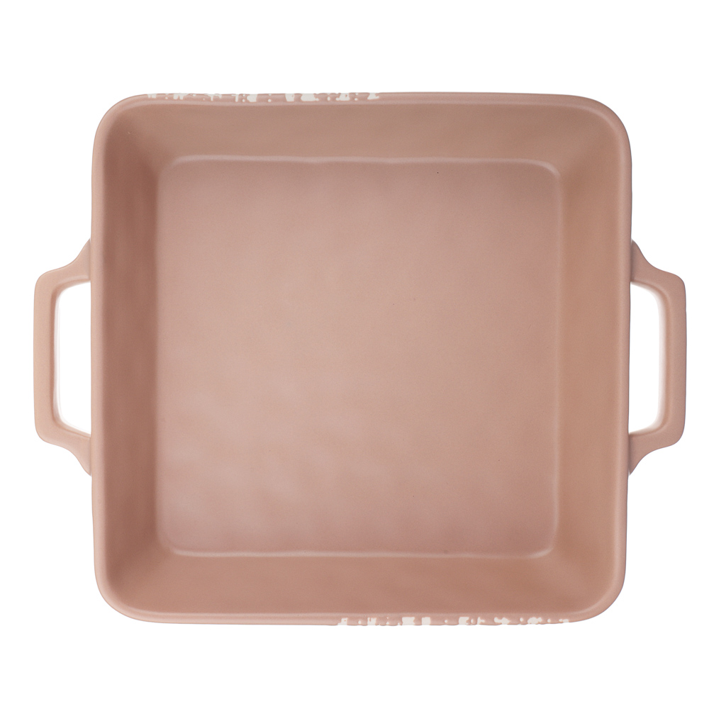 MILLIMI Форма для запекания и сервировки квадратная с ручками, керамика, 26х21х5 см, объем 1,2 л, бежевая, арт.№ 826-384