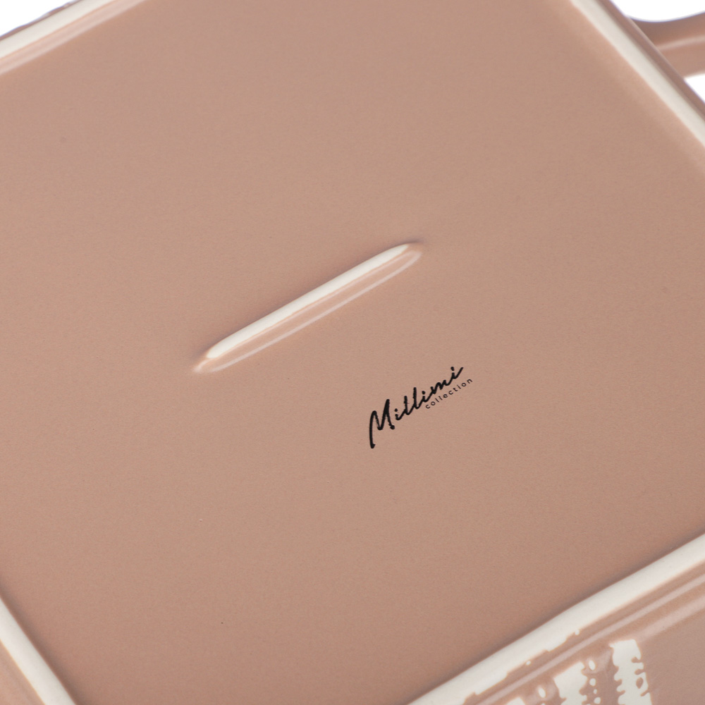 MILLIMI Форма для запекания и сервировки квадратная с ручками, керамика, 26х21х5 см, объем 1,2 л, бежевая, арт.№ 826-384