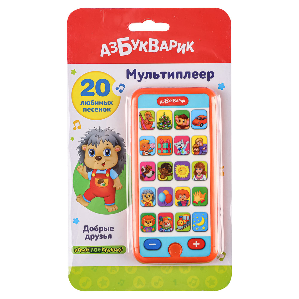 АЗБУКВАРИК Мультиплеер-смартфончик, 6,7х13,8х1,35см, пластик, 3xААА, 4 дизайна, арт.№ 272-834