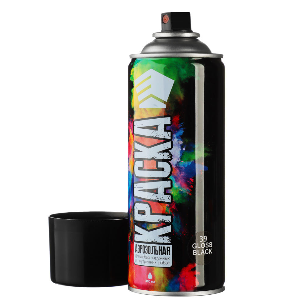 ЕРМАК Краска аэрозоль 400мл, черная, глянцевая 02(9001/39), арт.№ 759-208