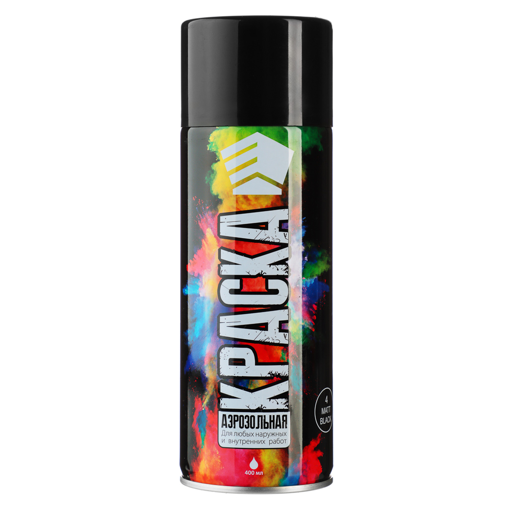 ЕРМАК Краска аэрозоль 400мл, черная, матовая 20(9001/4), арт.№ 759-209