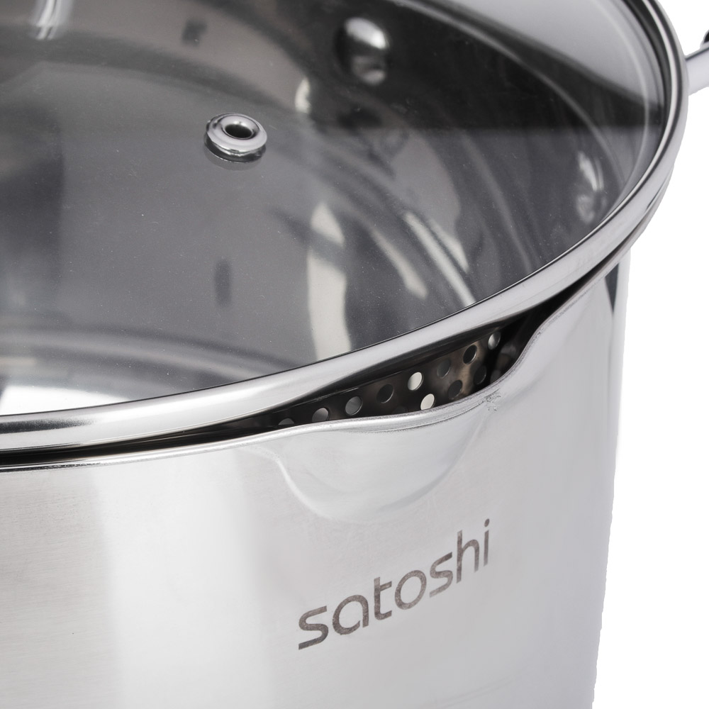 SATOSHI Альбер Набор кастрюль 6 пр.: 1,7л, 3,4л, 6,0л, черные силиконовые ручки, со стекл. крышкой, арт.№ 822-205