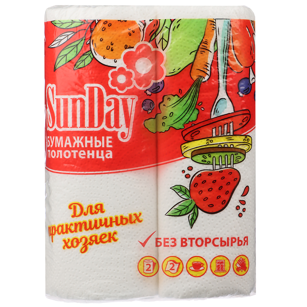 Полотенца бумажные Sunday, двухслойные, 2 рул., арт.№ 912-014