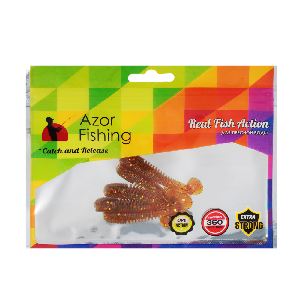 AZOR FISHING Приманка силиконовая "Сталкер" р2, 5шт, 5 цветов, арт.№ 145-205