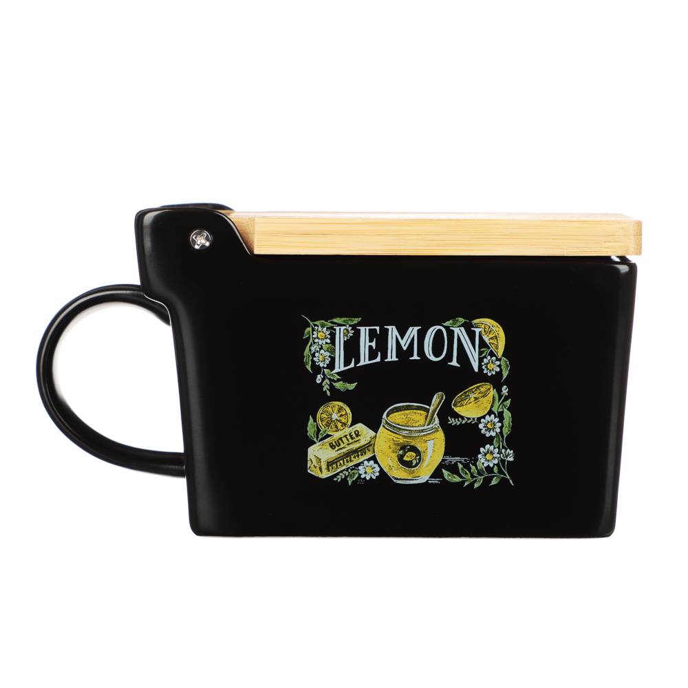 MILLIMI Лимонный курд Банка для соли, 300мл, 15,5х9х7,5см, керамика, бамбук, арт.№ 824-636