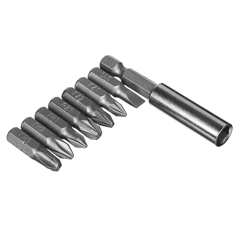 ЕРМАК Биты для шуруповерта, набор 8шт с магнитным держателем, удобный кейс, длина бит 25 мм, арт.№ 601-047