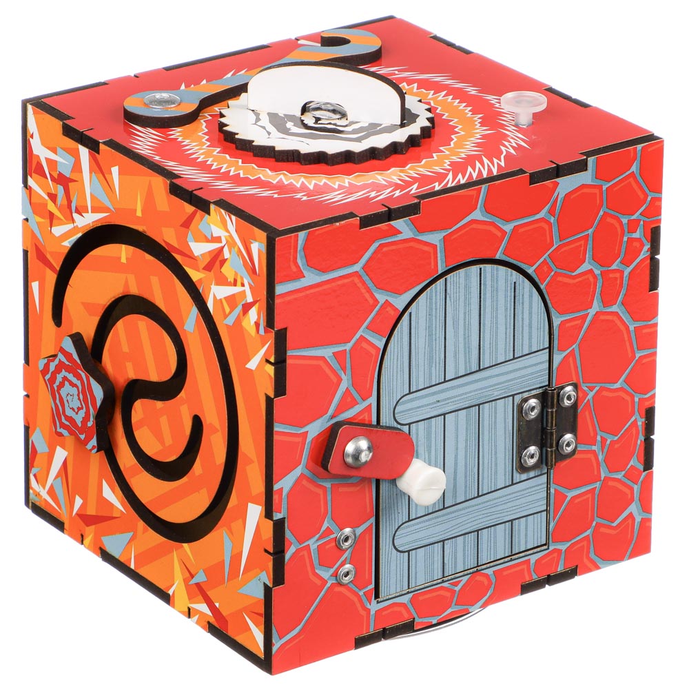 Куб Бизиборд "Раннее развитие", фанера, 10х10см, 2 дизайна, арт.№ 262-467