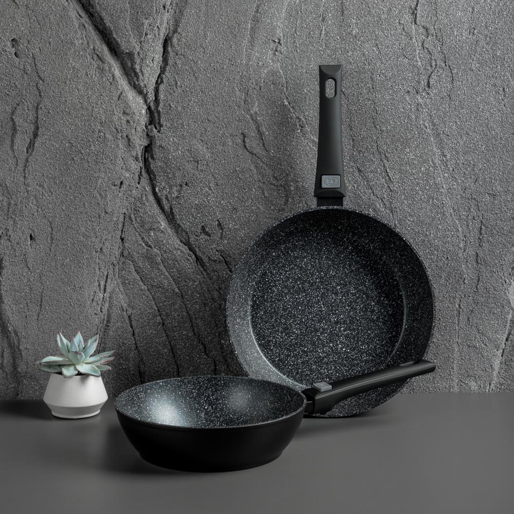 SATOSHI Оникс Сковорода глубокая литая d24см, антипригарное покрытие "мрамор", съемная ручка, индукц, арт.№ 846-317