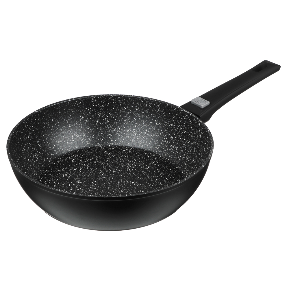 SATOSHI Оникс Сковорода глубокая литая d28см, антипригарное покрытие "мрамор", съемная ручка, индукц, арт.№ 846-319