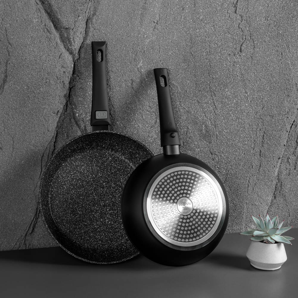 SATOSHI Оникс Сковорода глубокая литая d28см, антипригарное покрытие "мрамор", съемная ручка, индукц, арт.№ 846-319