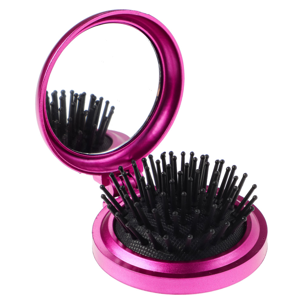 ЮНИLOOK Расческа складная с зеркалом Дорожная, пластик, 6,5см, 4 цвета, P-01, арт.№ 301-187