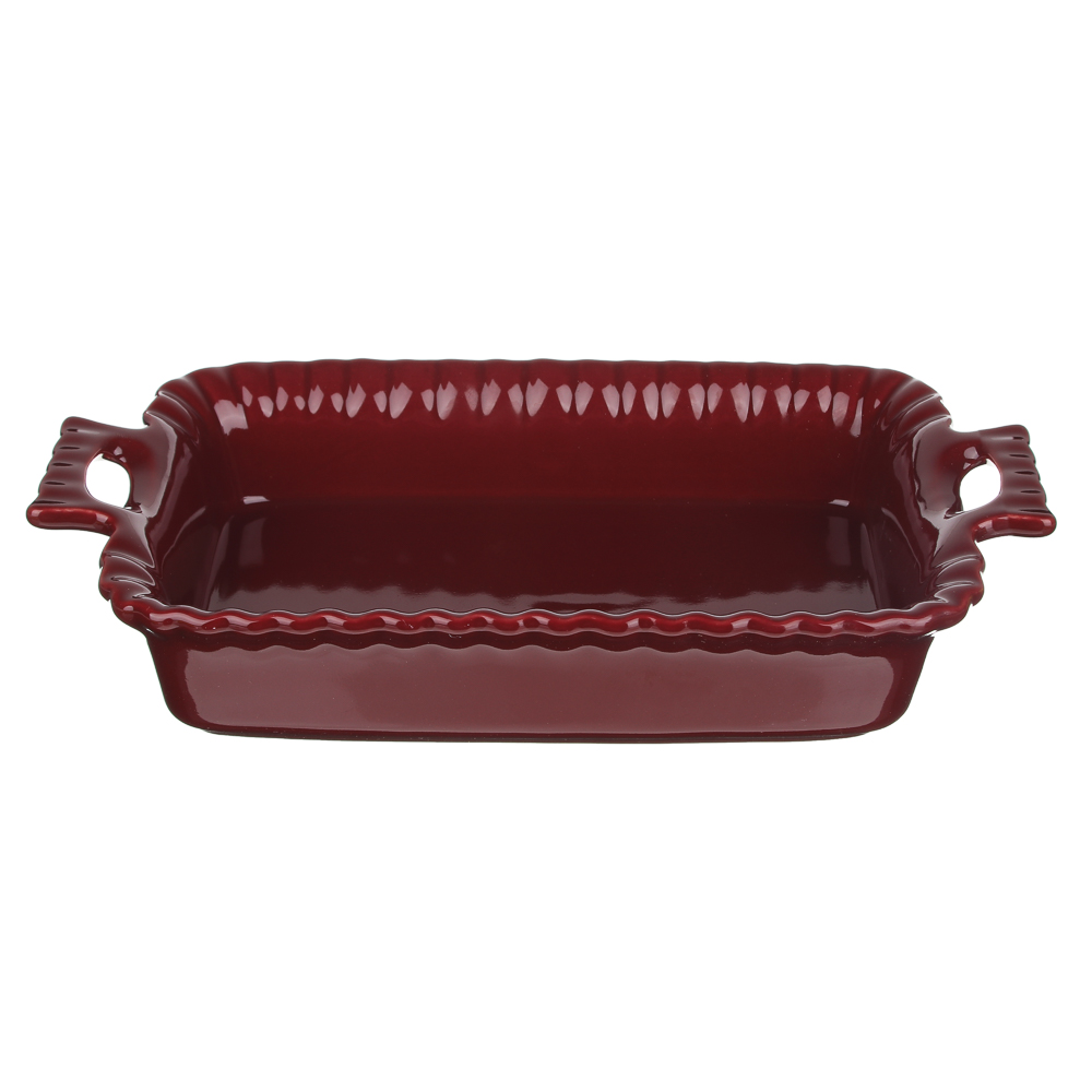 MILLIMI Форма для запекания и сервировки прямоугольная с ручками, керамика, 31х19х6см, бордо, арт.№ 826-319