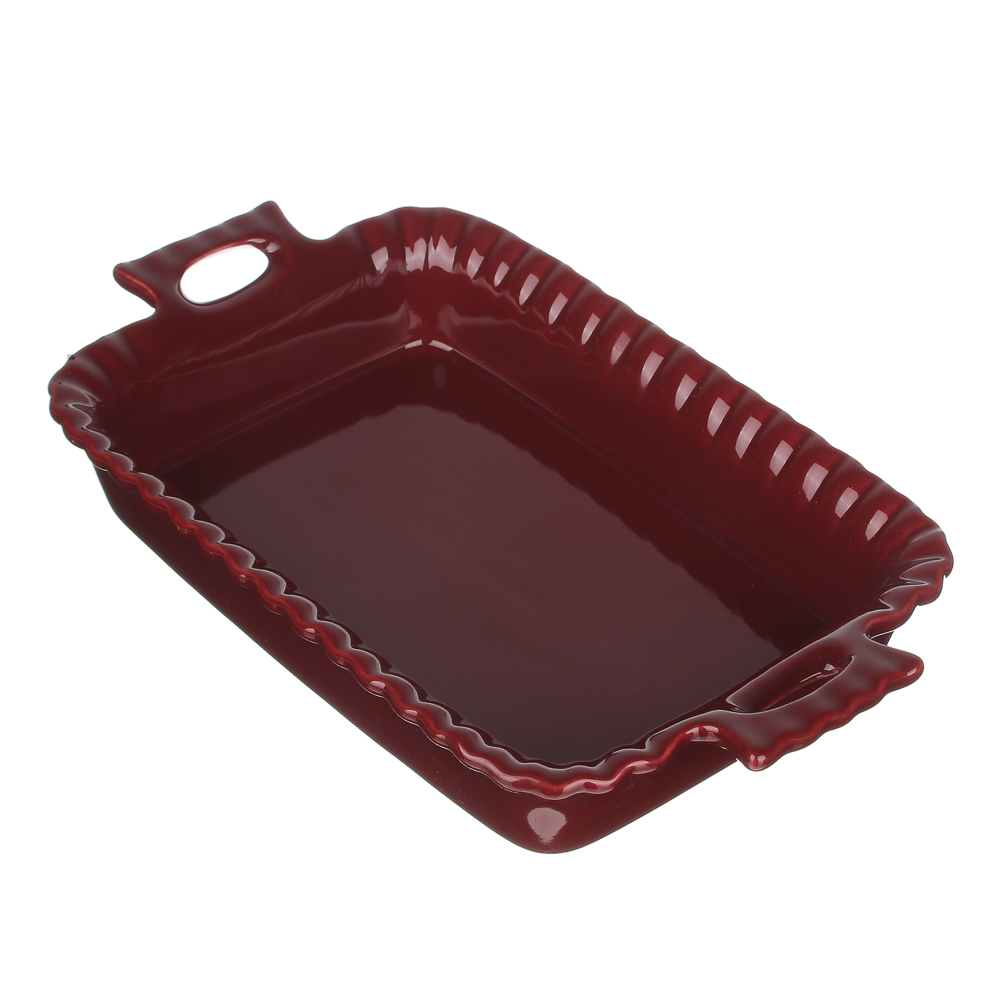 MILLIMI Форма для запекания и сервировки прямоугольная с ручками, керамика, 31х19х6см, бордо, арт.№ 826-319