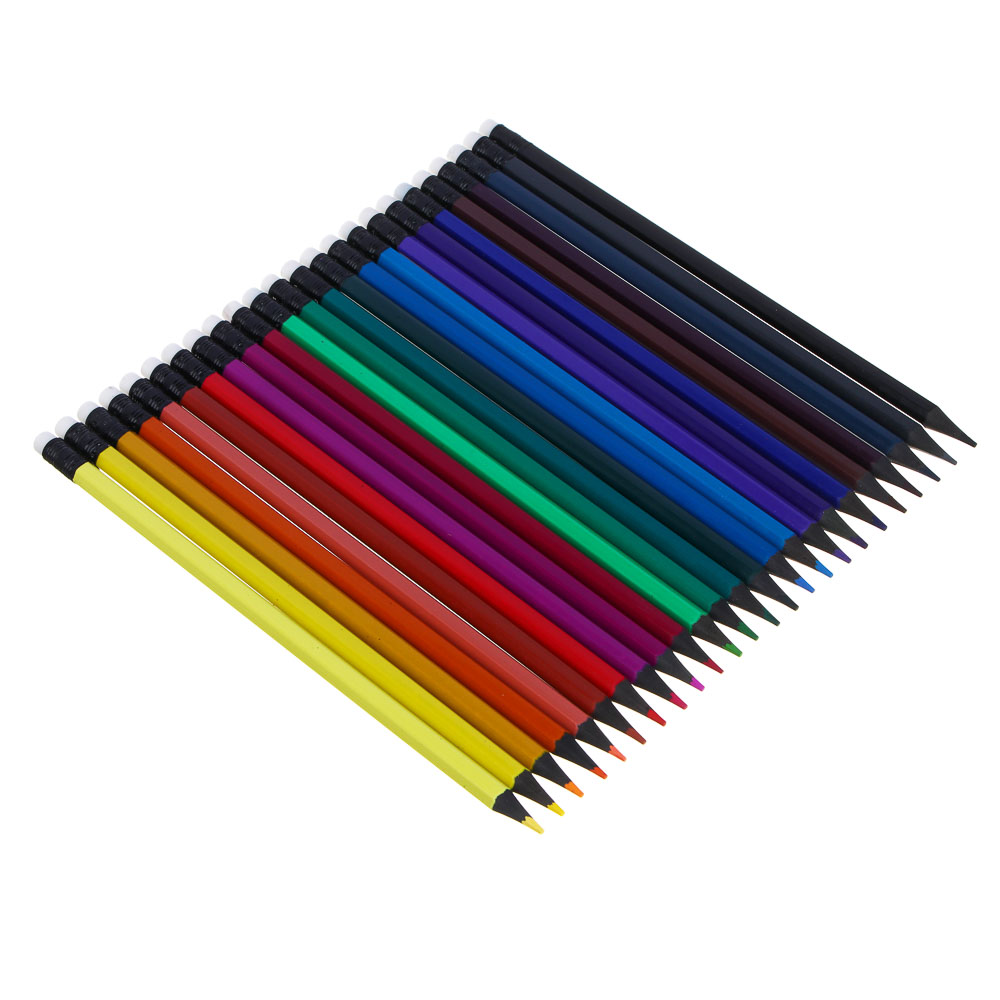 Умка Карандаши 24 цвета стираемые с ластиком, шестигранные, мягкое письмо, пластик, арт.№ 805-048