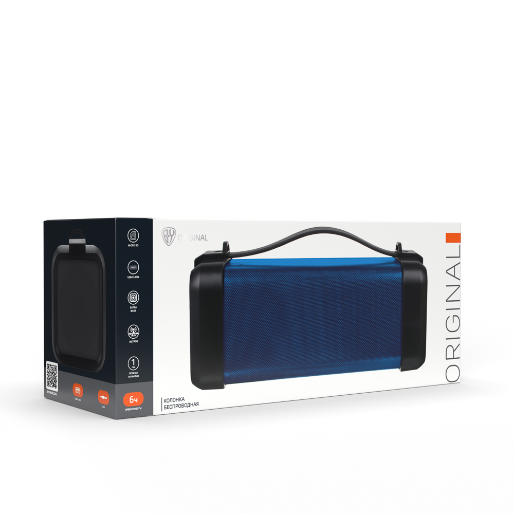 Колонка беспроводная BY, 5 Вт, 2000мАч, MicroSD, USB, AUX, синий, арт.№ 443-054