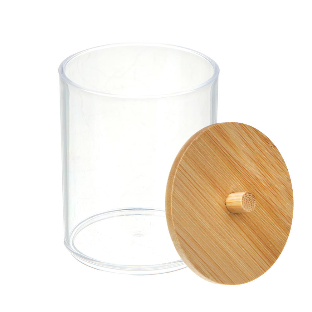 Органайзер косметический с бамбуковой крышкой тм ЮНИLOOK, PS, бамбук 8,5x7см, ВЗ24-24, арт.№ 357-309