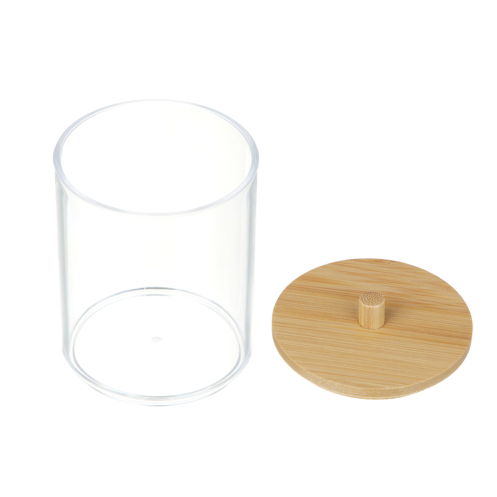 Органайзер косметический с бамбуковой крышкой тм ЮНИLOOK, PS, бамбук 8,5x7см, ВЗ24-24, арт.№ 357-309