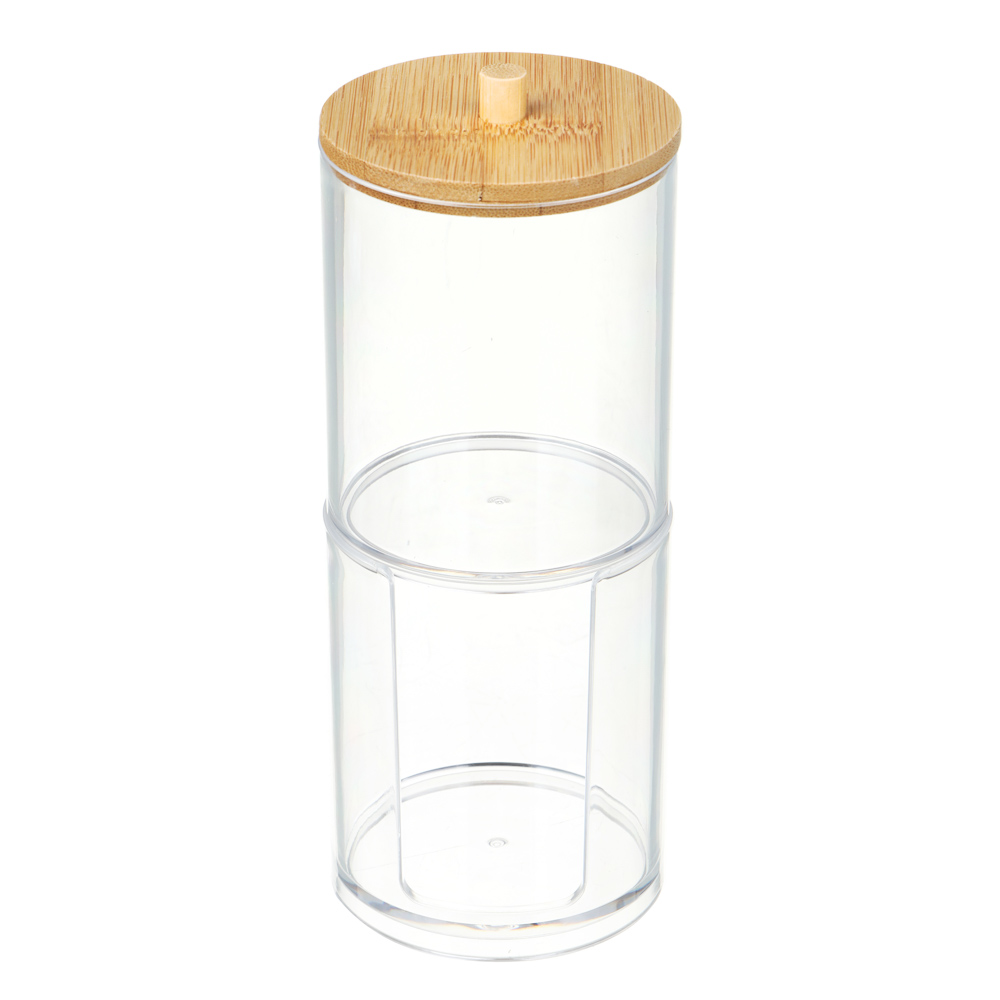 ЮНИLOOK Органайзер для ватных дисков и палочек с бамбуковой крышкой, 17x7см, PS, бамбук, ВЗ24-26, арт.№ 357-311