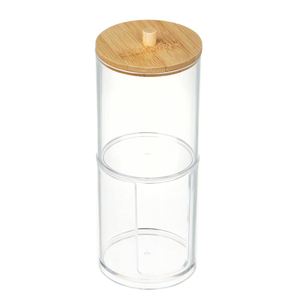 ЮНИLOOK Органайзер для ватных дисков и палочек с бамбуковой крышкой, 17x7см, PS, бамбук, ВЗ24-26, арт.№ 357-311