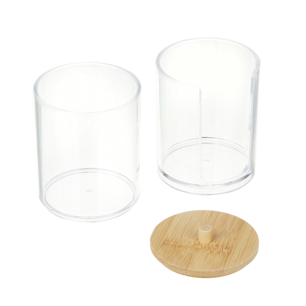 ЮНИLOOK Органайзер для ватных дисков и палочек с бамбуковой крышкой, 17x7см, PS, бамбук, ВЗ24-26, арт.№ 357-311