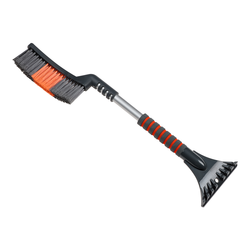 ЕРМАК Щетка для очистки снега со скребком, изогнутая щетка, 63 см, арт.№ 775-061